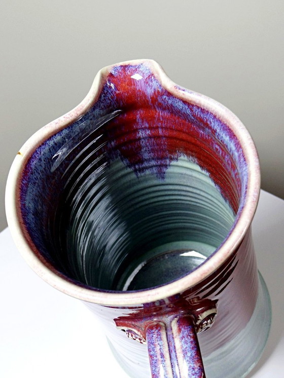 Image 1 of Grand broc grès d'art de lévéjac Michel Goldstyn émail sang de boeuf flammé