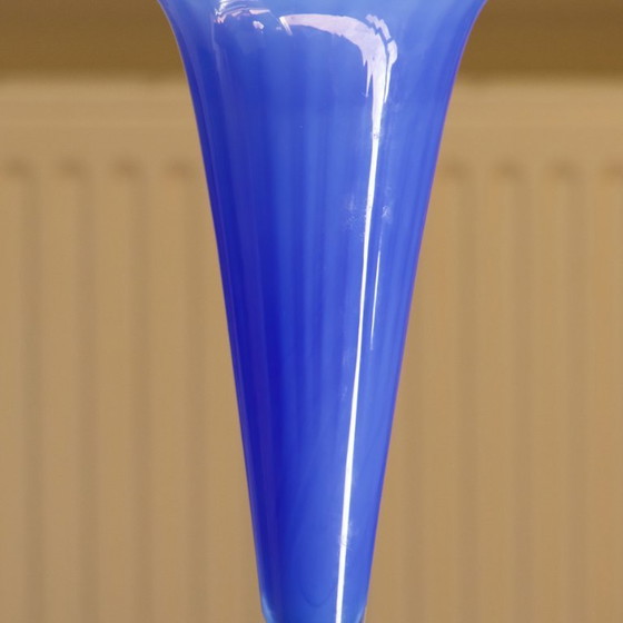 Image 1 of Große Murano-Vase aus mundgeblasenem kobaltblauem Glas