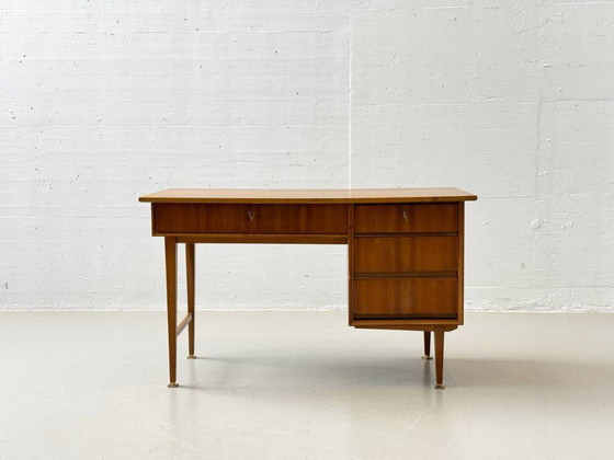 Image 1 of Walnut desk with brass details, 1960s