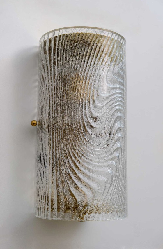 Image 1 of Paire d'appliques murales italiennes modernes en verre de Murano et laiton "Corteccia", années 80