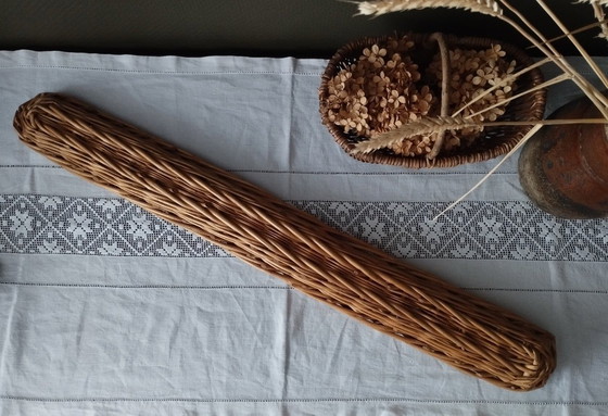 Image 1 of Antico grande cesto da panettiere in vimini intrecciato - Baguette