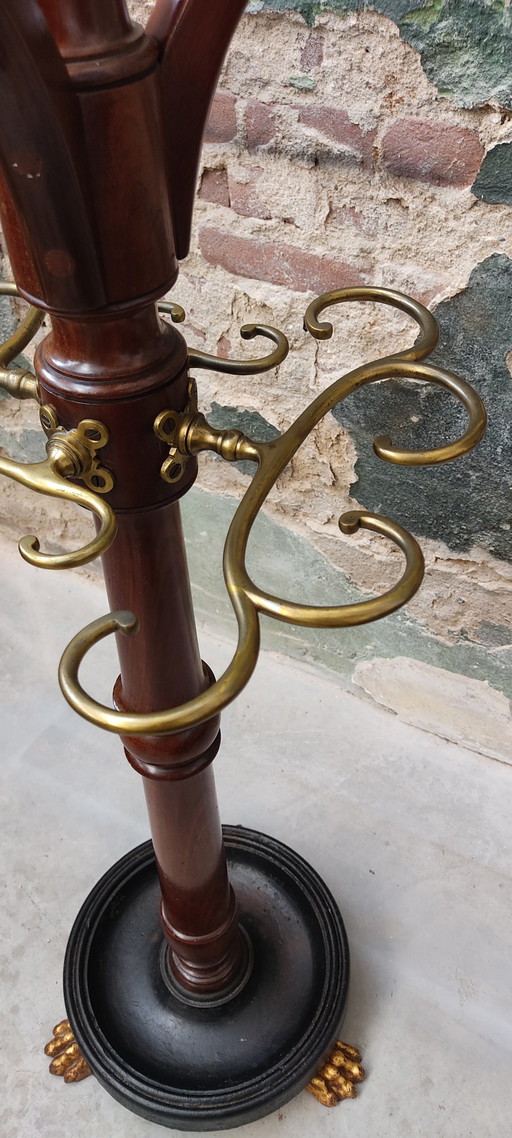 Antique English Victorian Mahogany Coat Rack/Hall Tree (c. 1850) – kapstokken, Wood, Brass (photo 2 of 15)