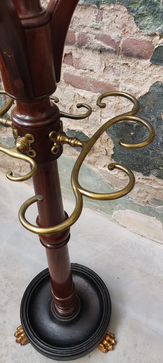 Porte-manteau/penderie victorien anglais ancien en acajou (vers 1850) – Portemanteaux, Wood, Brass (photo 2 of 15)