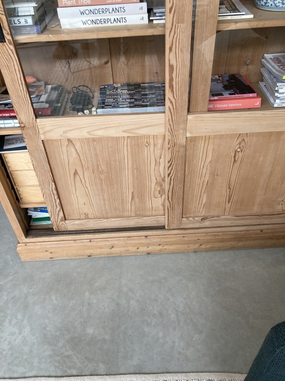 Vintage Pine Old School Cabinet – Glass, Wood (photo 7 of 9)