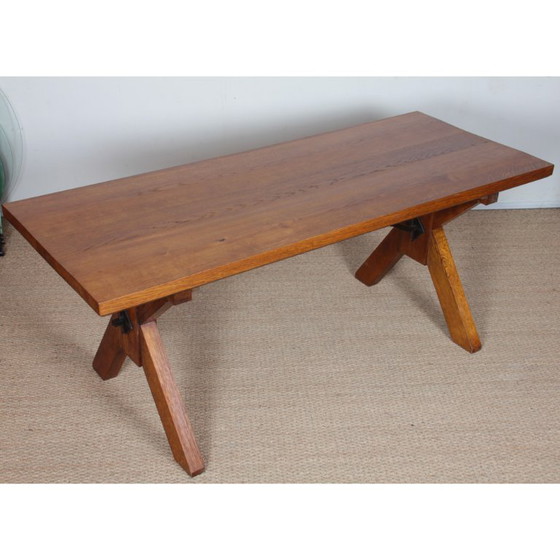 Image 1 of Massief eikenhouten eettafel, Frans vakmanschap, 1960