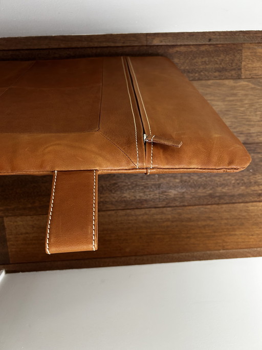 Kopfteil aus cognacfarbenem Leder (oder Rückenkissen für die Bank)