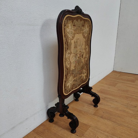 Image 1 of Antique Victorian Gobelin Fireplace Screen Walnut
