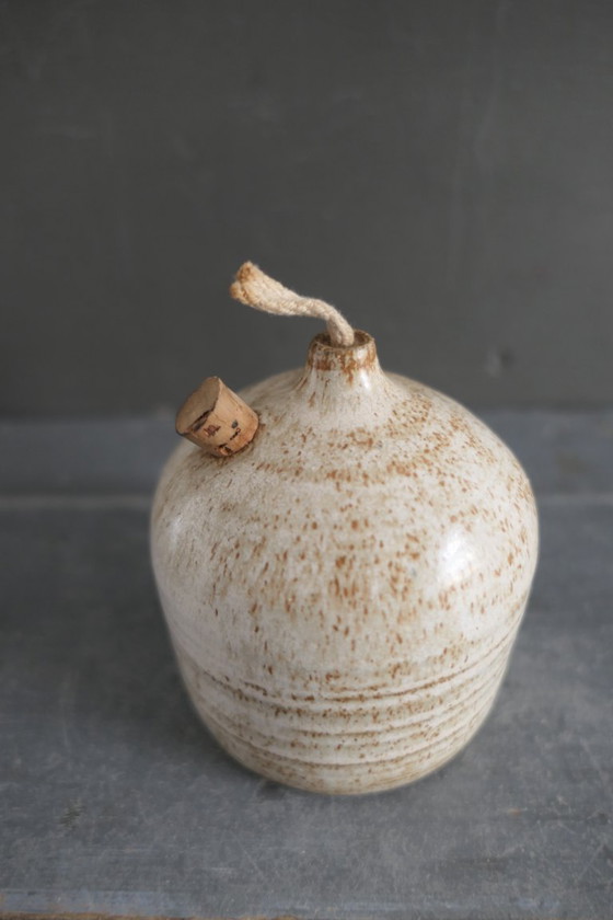 Image 1 of Vintage Set of 3 Ceramic Oil Lamps in Brown Shades