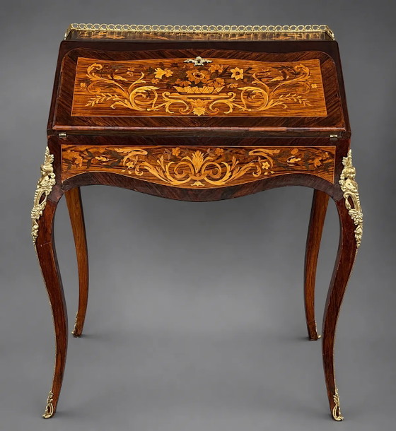 Secretaris uit de tijd van Napoleon III. – Bureau, Bronze, Wood (photo 9 of 9)