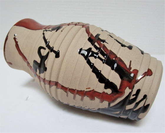 Image 1 of Tenmoku stoneware vase signed cp