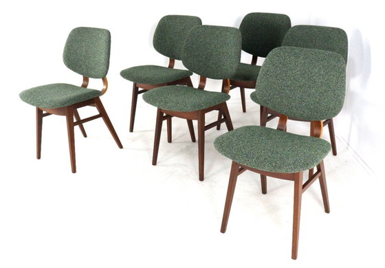 Image 1 of Ensemble de 6 chaises de salle à manger hollandaises « Zegge » vintage rembourrées