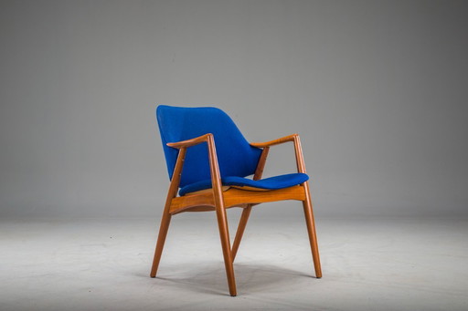 Fauteuil en bleu et teck par Alf Svensson pour Dux, 1960s