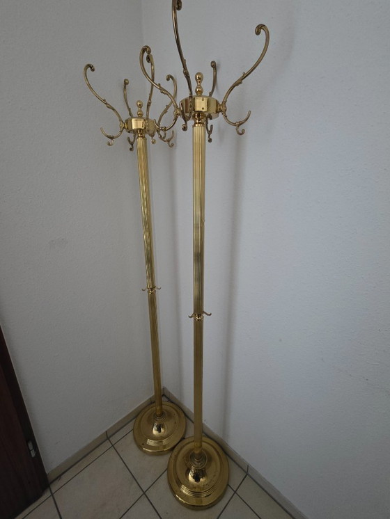 Image 1 of Vintage 3 x Wardrobe Clothes Rack Brass Plant Stand Gold