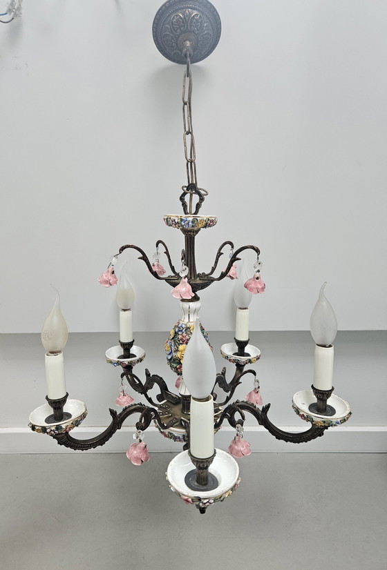 Image 1 of Lámpara de araña italiana Capodimonte