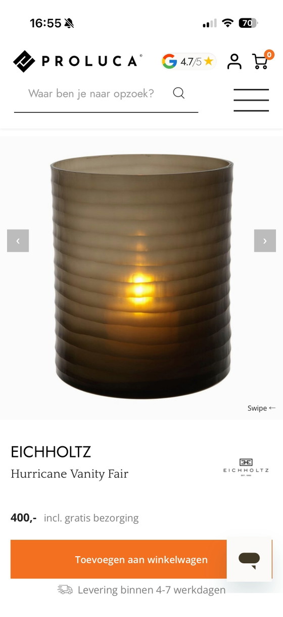 Eichholtz Hurricane Vanity Fair Hurricane Lamp Ø 24 X 30 Cm Amber Brown – Vases, Glass (photo 9 of 10)