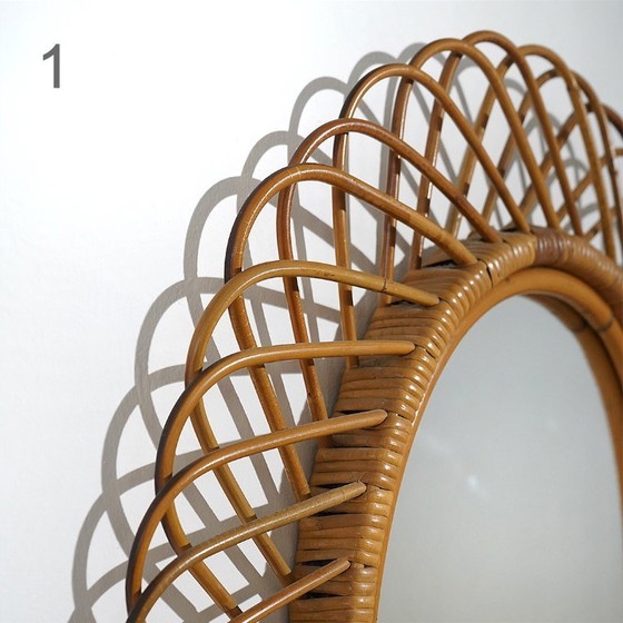Wall Mirror With Rattan Frame, 1950s – Glass (photo 7 of 15)