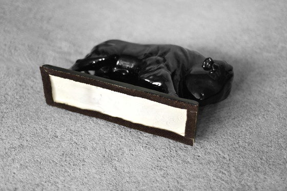 Image 1 of Grande figurine de bison en porcelaine noire, Vintage Mid Century Scandinavian Modern, 1960s