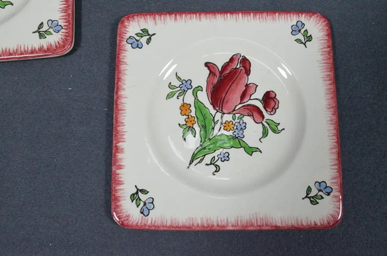 Service de Dessert et de Présentation en Faïence Florale Gien France “Lorraine” des Années 1950, 8 Pièces (photo 3 of 16)