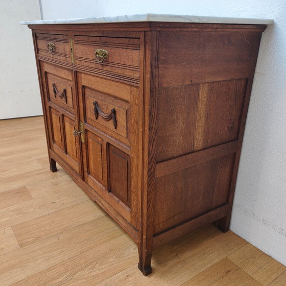 Image 1 of Buffet, commode, chiffonnier, meuble-lavabo ancien avec plateau en marbre