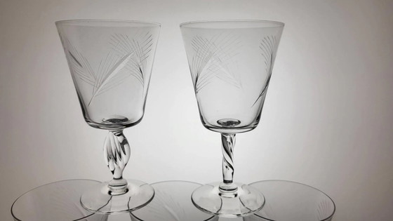 6 calici da vino in cristallo degli anni '60 (grano) – Bicchieri e caraffe, Crystal, Glass, Vintage (photo 3 of 7)