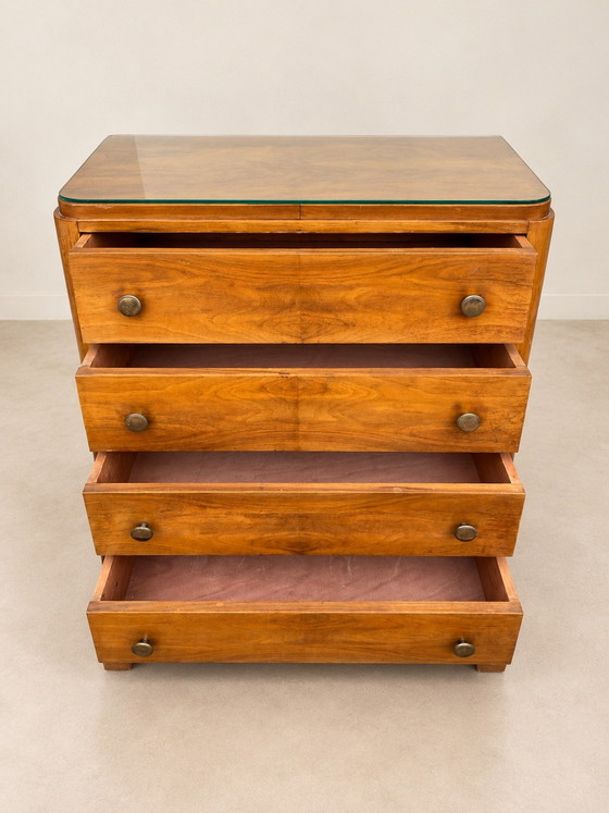 Walnut Art Deco Chest of drawers 50s vintage/retro, Wood, Brown (photo 4 of 9)