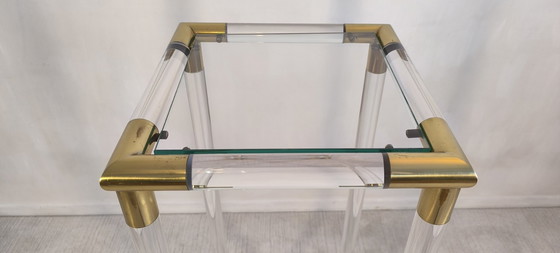 Image 1 of 😍✨ Excepcional soporte de columna de Charles Hollis Jones en Lucite y latón, década de 1970 ✨😍