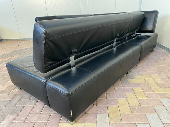 Image 1 of Bruhl zwarte leren hoekbank – Verstelbaar comfort – Ruim loungeontwerp – Gratis levering