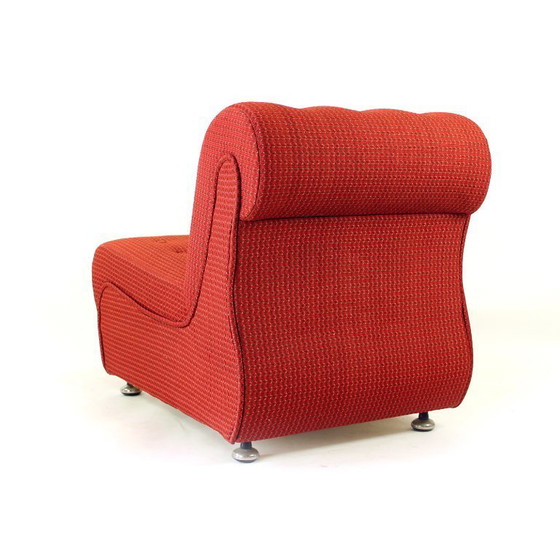 Image 1 of Vintage Space Age Modular Or Sectional Curved Sofa In Original Red Fabric, Tatra Czechoslovakia 1970s