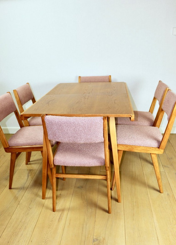 Image 1 of Sedie vintage rosa fucsia boucle - set da 6