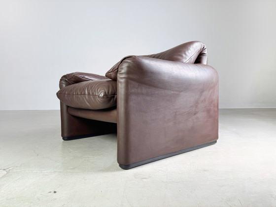 Image 1 of 2X Cassina Maralunga Armchair Leather Brown Vico Magistretti