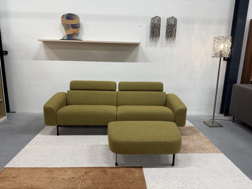 Harvink Custom 3,5 zits Bank met voetenbank oker geel
