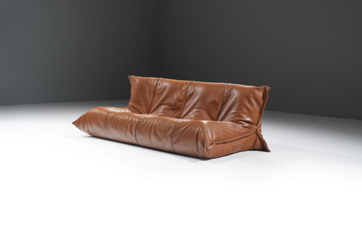 Stunning YOKO Sofa in original cognac leather by Michel Ducaroy for Ligne Roset