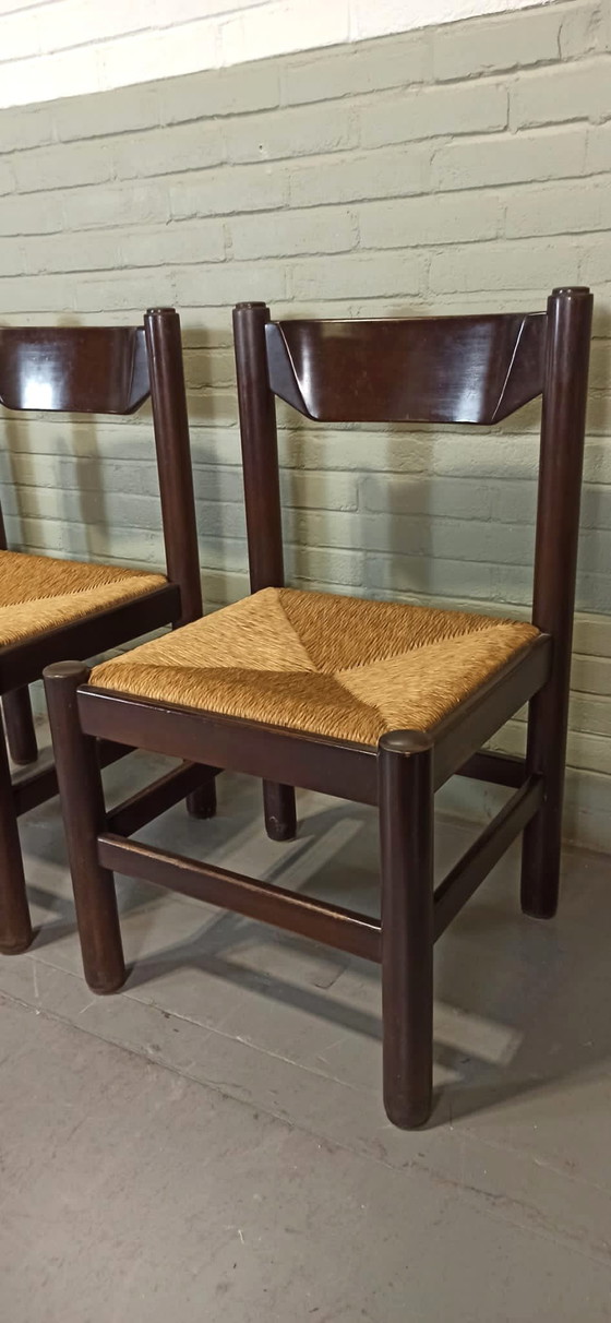 Image 1 of 4 X Rush Seat Dining Chairs 