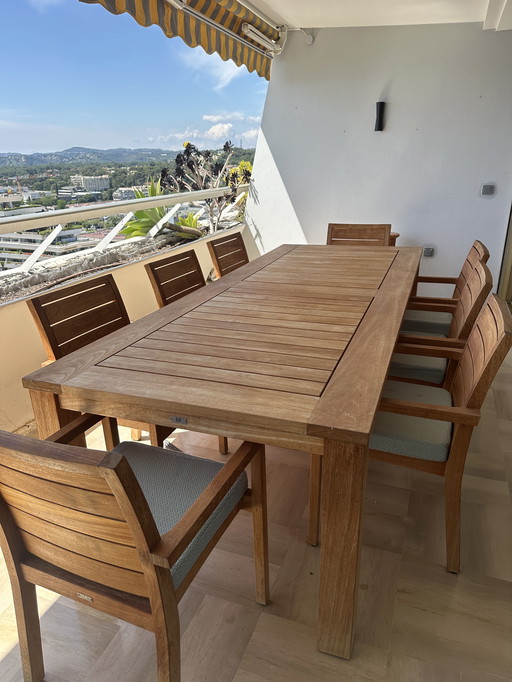 Table extérieure et 8 fauteuils Manutti 
