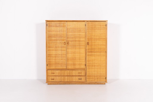 Armoire vintage en bambou et rotin