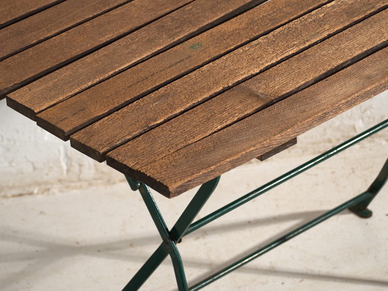 Vintage Folding Garden Table in Wood and Iron, Central Europe, circa 1950, Green, Rustic (photo 4 of 10)