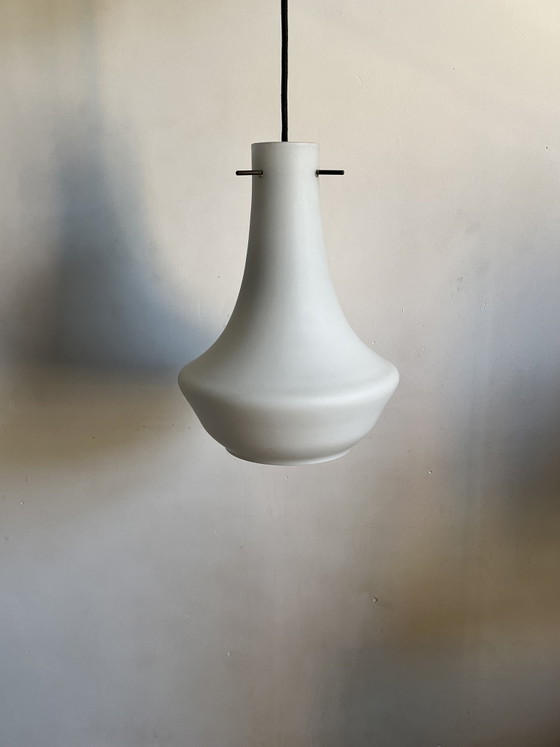 Image 1 of Opal glass pendant light in the Stilnovo style, 1960s Italy