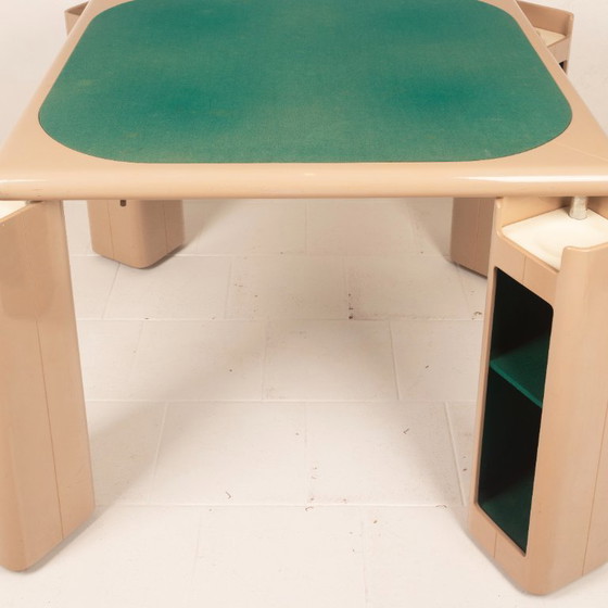 Pierluigi Molinari Lacquered Wood and Green Felt Game Table for Pozzi 1970, Dining tables, Beige (photo 5 of 21)