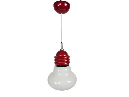 Tronconi - Enrico Tronconi - 'Bulb lamp' - opaline - chroom - Italie - 1970's
