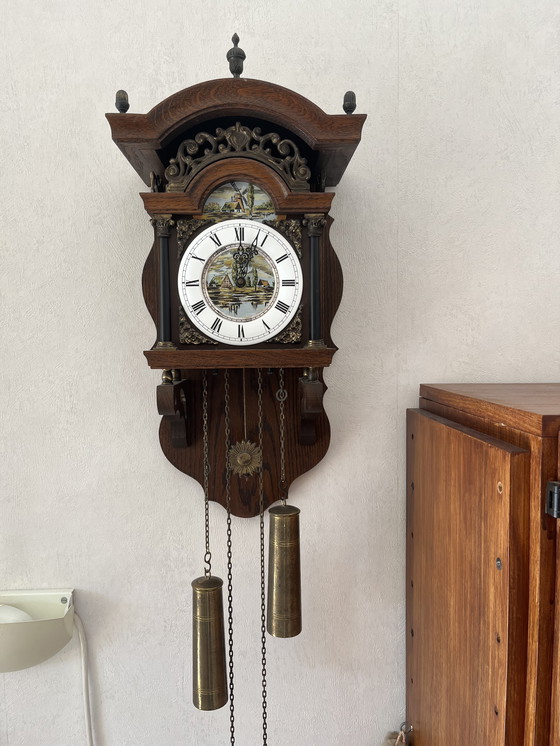 Image 1 of Antique/Vintage Original Dutch Sallander Clock of Solid Wood