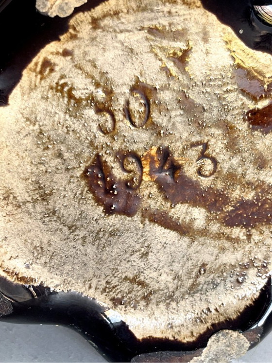 Image 1 of Paar Art-Deco-/Mid-Century-Vasen – Belgisches Steingut (Thulin zugeschrieben) – Engobenglasur – 28 cm