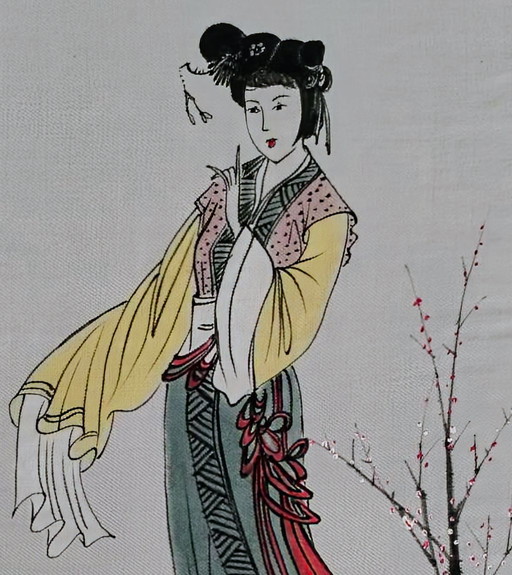 Peinture japonaise sur soie ( signée à la main )