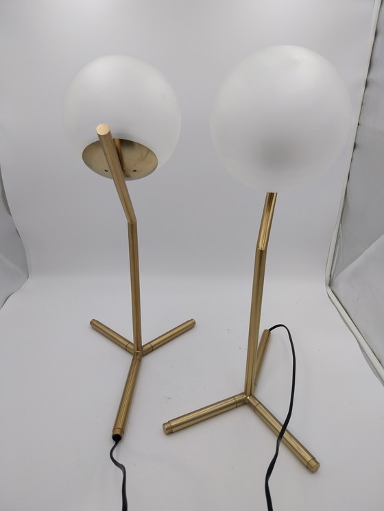 Image 1 of 1 set Flos IC t1 geborstelde messing tafellampen 1990's