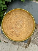 Rattan and Brass Basket Gabriella Crespi 60s