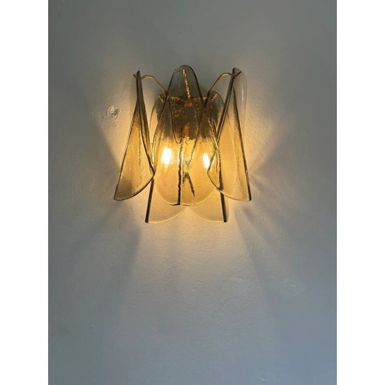 Image 1 of Modern Art Glass “Rondini” Wall Sconces in Smoked Fumè Murano Style