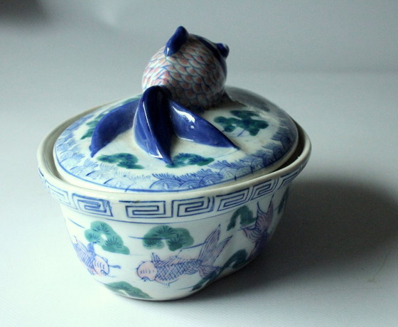 Image 1 of Pot à poisson chinois en céramique - Pot à hareng - Céramique - Vintage
