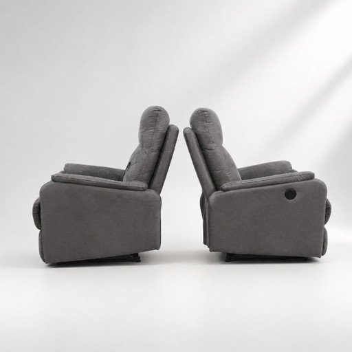 Zwei elektrisch verstellbare Relaxsessel – Verstellbare Lounge-Sessel, modernes Komfortdesign