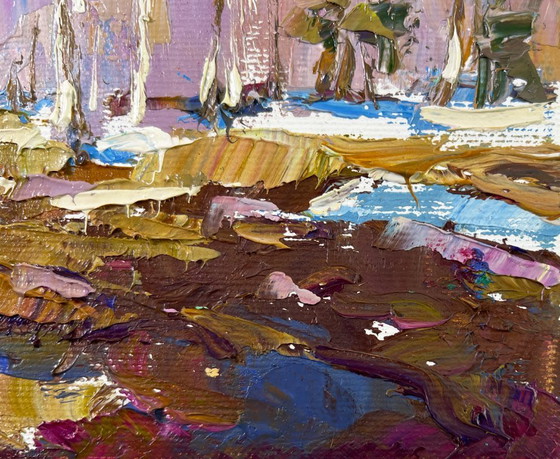 Image 1 of Original Oil Painting City Day Landscape Breath of Spring