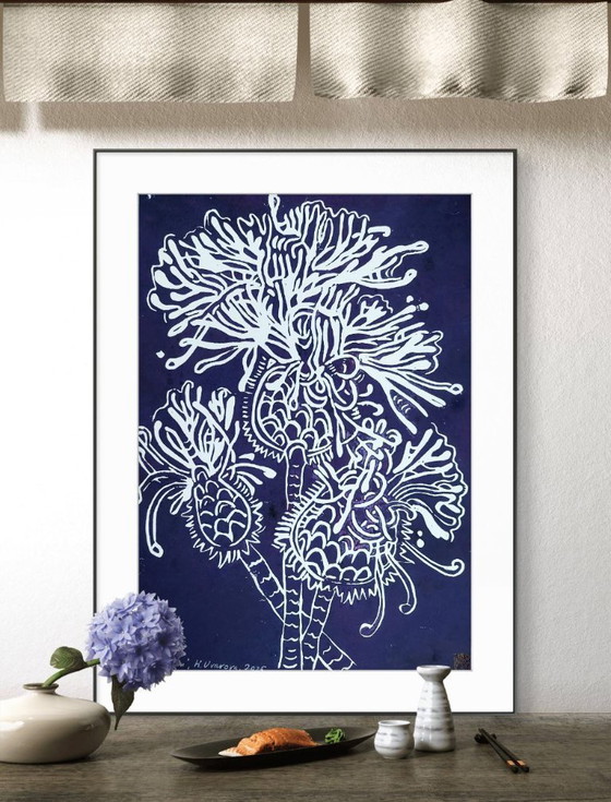 Image 1 of Blackthorn Linocut – A3 Botanical Art Print