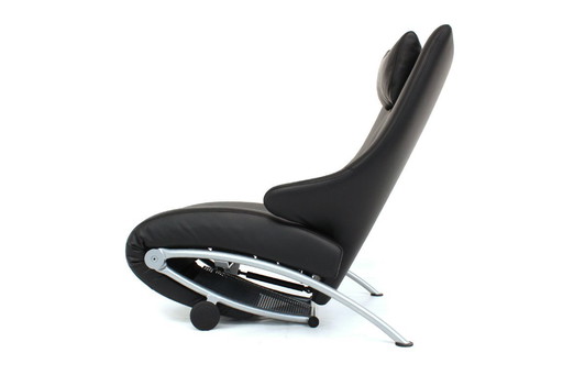 as new WK Wohnen multi functional Relax Chair / Sessel SOLO by Prof. Heiliger, Leather with silver Frame, org. price 2.616 Euro